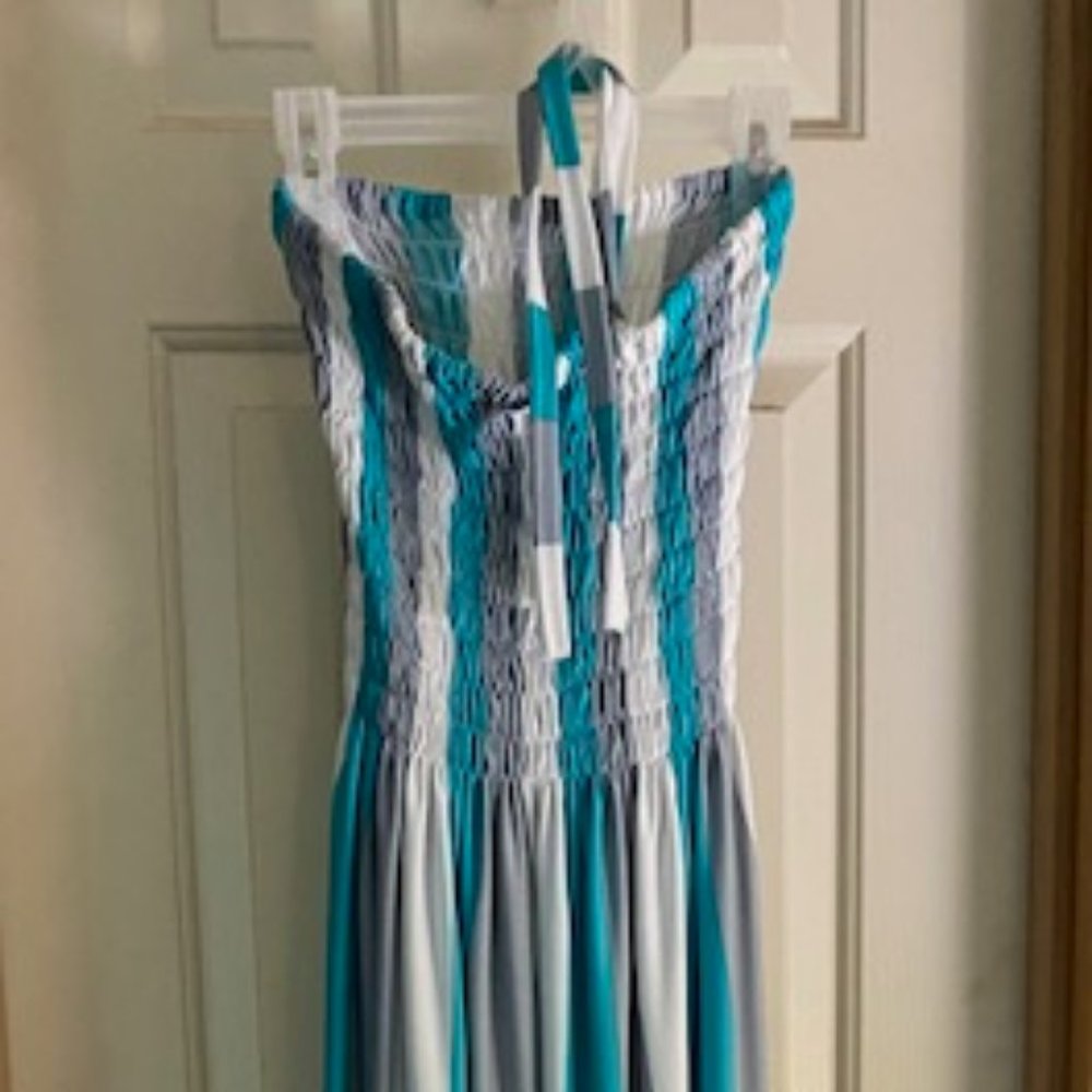 Striped Maxi Dress with Smoked Top